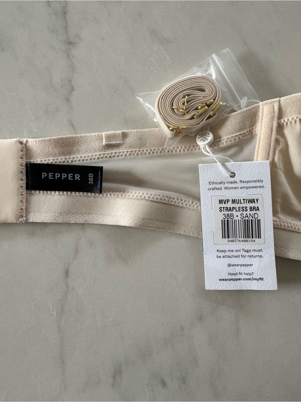 NWT Pepper Multiway Strapless Bra Sand 38B - Picture 2 of 2